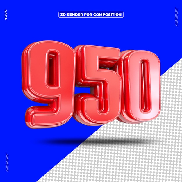 3D Render of Red Number 950