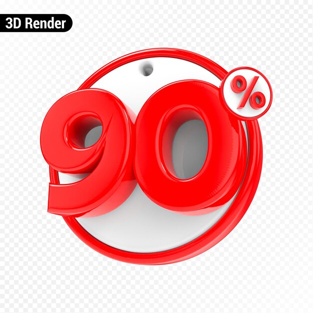 PSD 3d render red percentage number