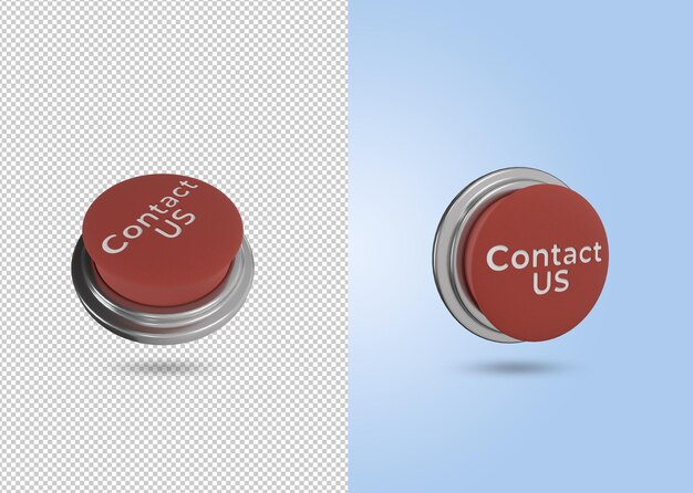 3d render of red push button with contact us writing