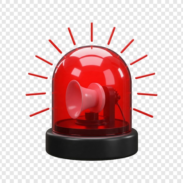 3D Render of a Red Siren on transparent background