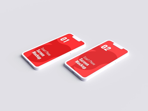 3d render red smartphone mockup