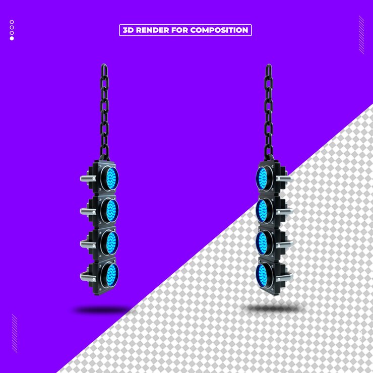 PSD 3d render reflector light structure blue
