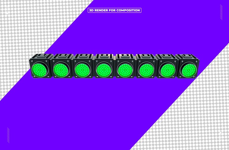 PSD 3d render reflector light structure green