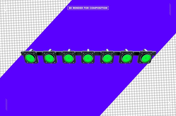 PSD 3d render reflector light structure green