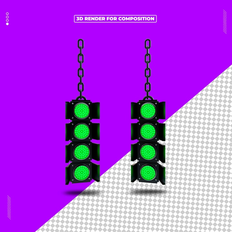 PSD 3d render reflector light structure green