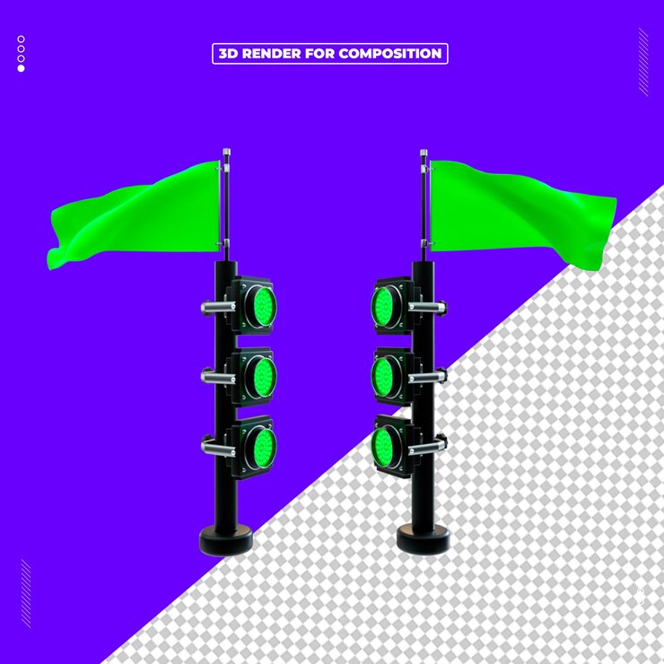 PSD 3d render reflector light structure green