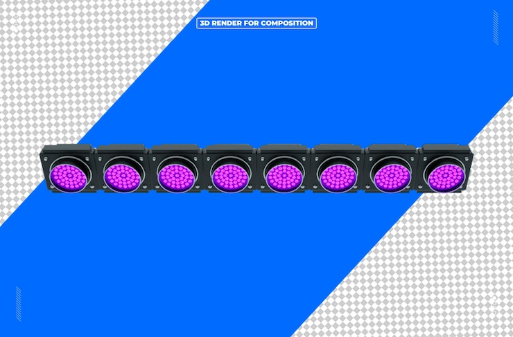 PSD 3d render reflector light structure purple