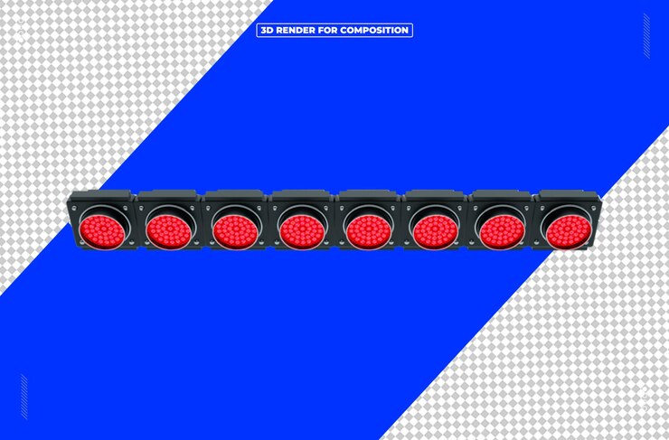 PSD 3d render reflector light structure red