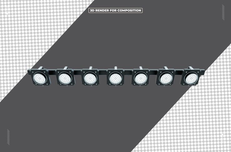PSD 3d render reflector light structure white