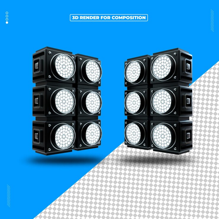 PSD 3d render reflector light structure white