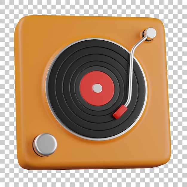 3d render retro record player icon