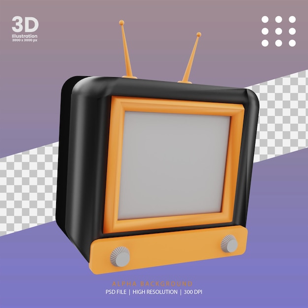 3d render retro tv illustratie