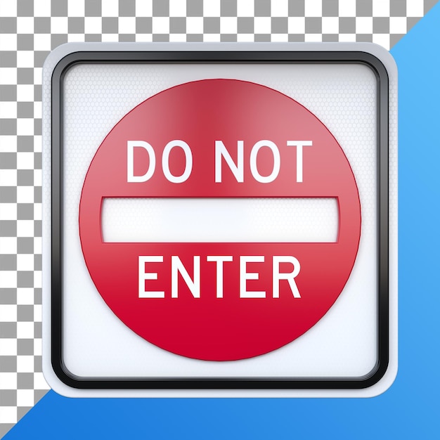 PSD 3d render of road traffic sign do not enter with transparent background