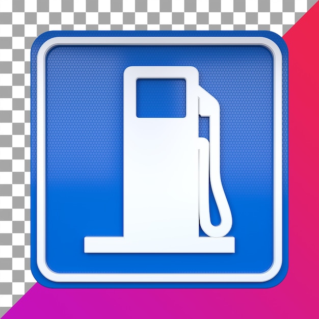 PSD 3d render of road traffic sign gas station with transparent background