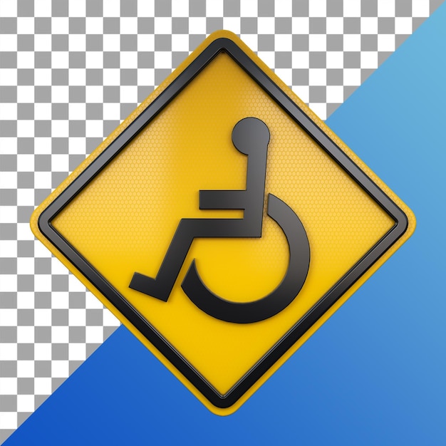 PSD 3d render of road traffic sign handicapped with transparent background