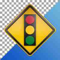 PSD 3d render of road traffic sign traffic lights with transparent background