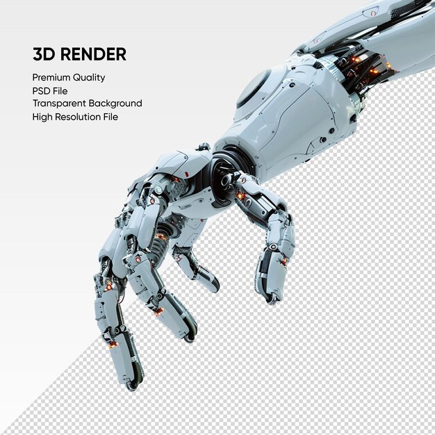 PSD 3d render robotic hand holding