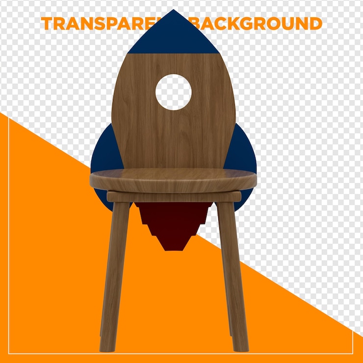PSD 3d render rocket chair with transparent background