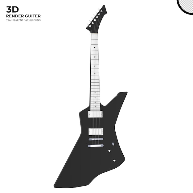 3d render rockstar guiter transparent background