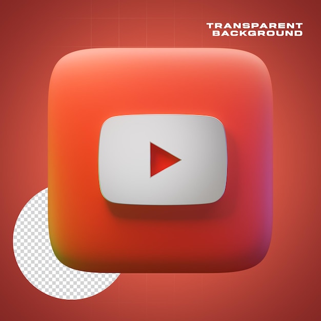 3d render rood youtube-pictogram