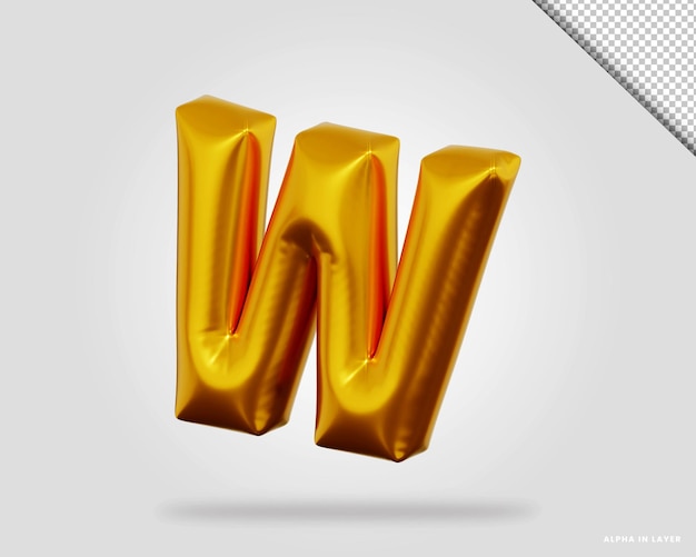 PSD rendering 3d di stile palloncino lettera w dell'alfabeto in oro rosa