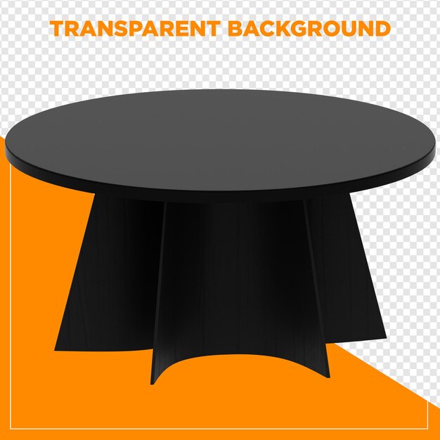 3d render round table with transparent background