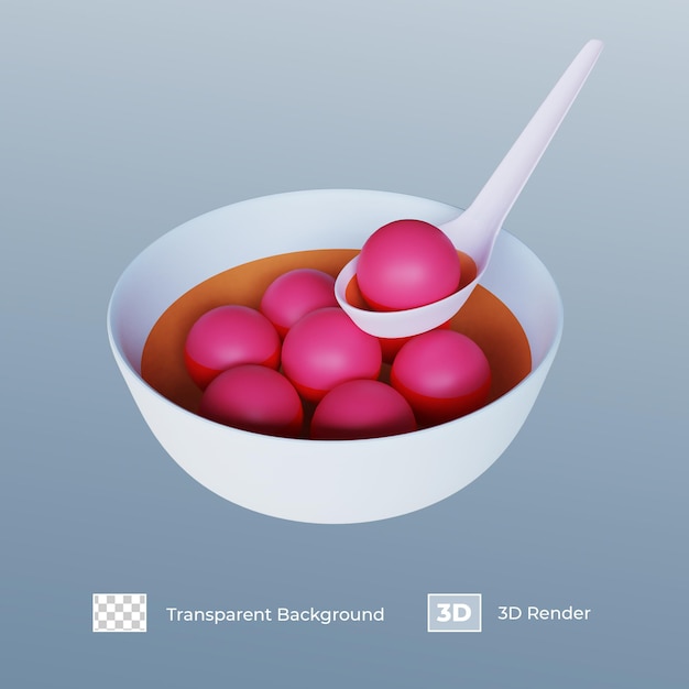 PSD 3d render różowy tangyuan na festiwal dongzhi