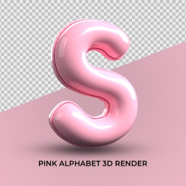 Rendering 3d s alfabeto plastica rosa carino