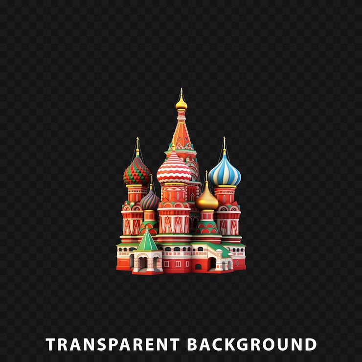PSD 3d 渲染圣巴西利大教堂在透明背景上孤立
