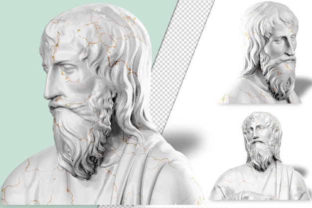 PSD rendering 3d di una statua del santo con texture in pietra e accenti dorati ottimo per il design religioso