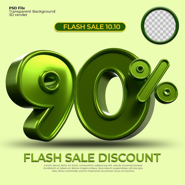3D render sale discount 90 percentage number Green color