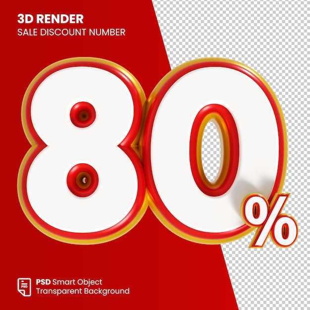 3d render sale sconto numero 80 percento