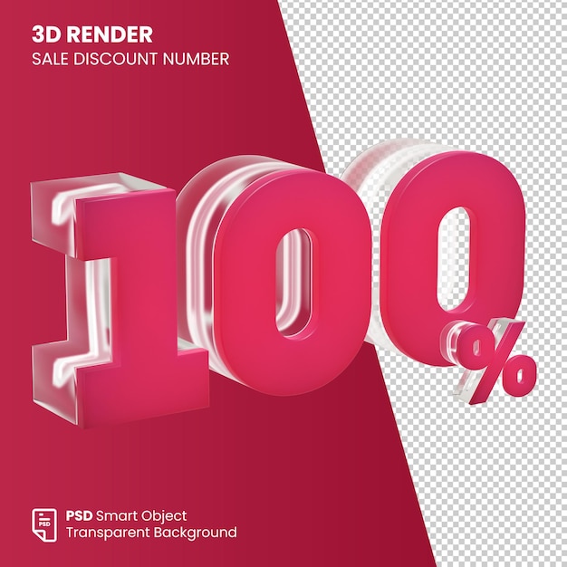 PSD 3d render sale kortingsnummer 100 procent