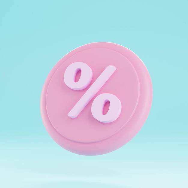 3d render Sale tag on pastel backgrounddiscount sale promotion in social media