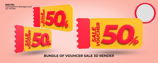 3d render sale voucher number 50 percentage for bonus shop render transparent png