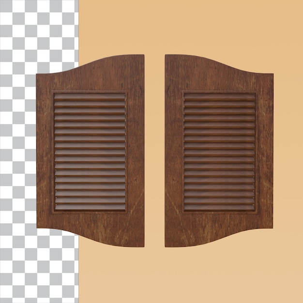 PSD 3d render saloon cowboy door isolated