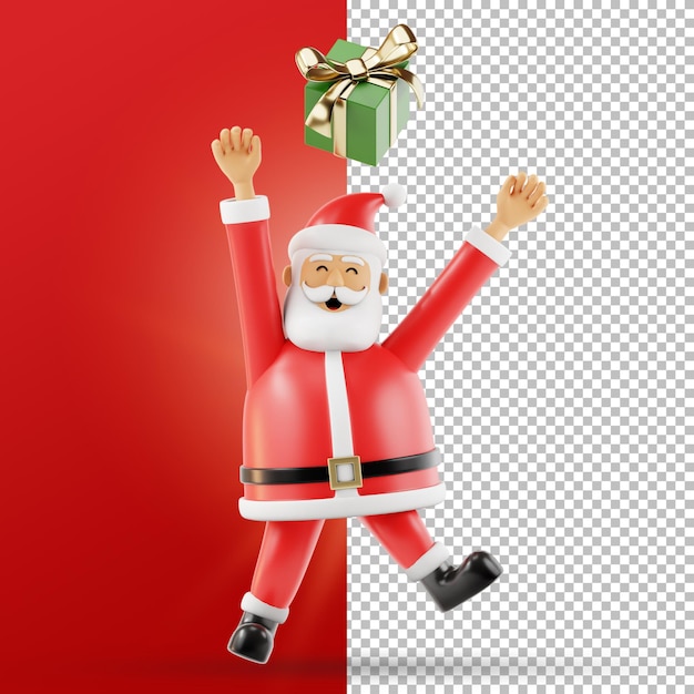 3d render of santa claus on transparent background 3d illustration