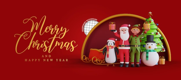 3d render santa illustration Santa brings gifts merry christmas greeting background