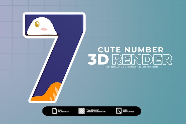 3D render schattig nummer 7