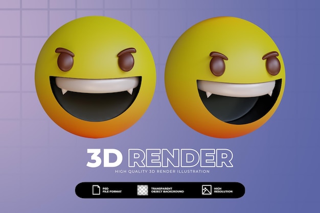 3d render schattige lachende vampier emoji set