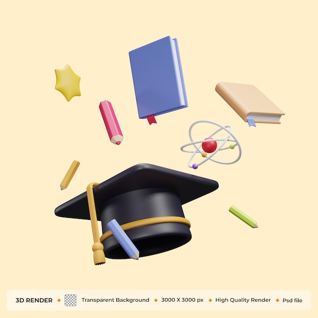 PSD 3d render school supplies for back to school