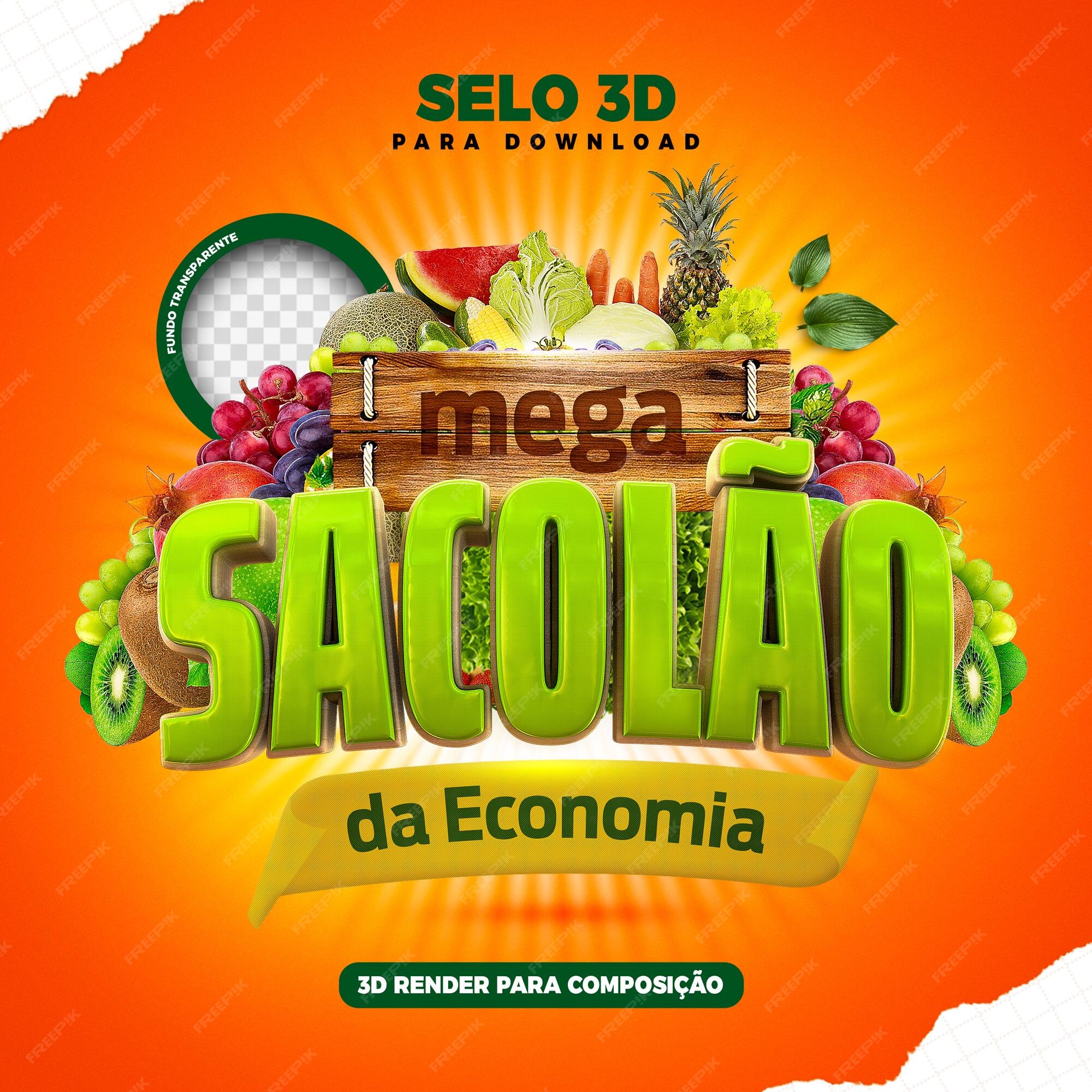 Selo 3D para Composição Fim de Semana da Economia PSD [download] - Designi