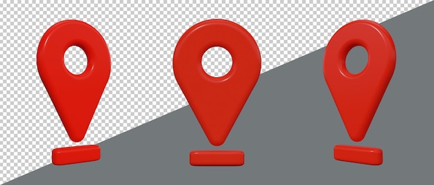 3d render of a set of location icons Premium PSD