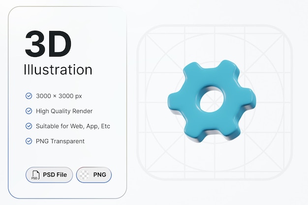 PSD 3 d レンダリング設定センター ビューの基本的なコンセプト現代のアイコン イラスト デザイン