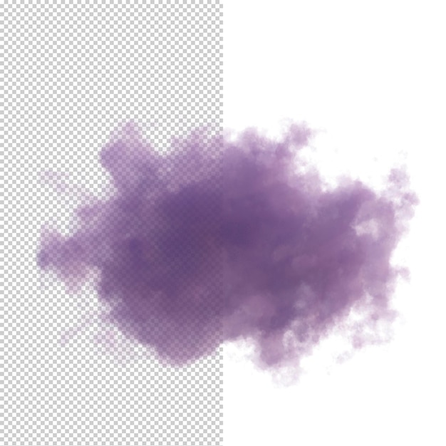 PSD 3d render shapes of abstract violet cloud clip art isolated on white background