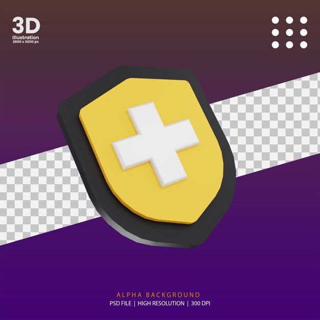 3d рендеринг щит защищает иллюстрацию