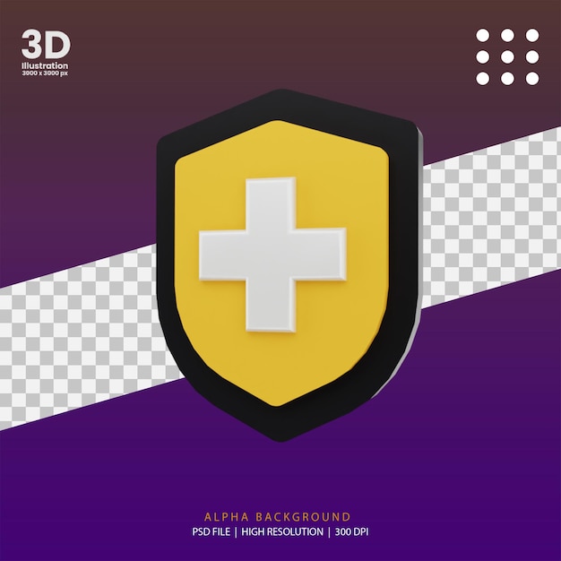 PSD Иллюстрация защиты щита 3d визуализации