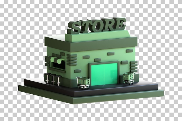 3d render shop store ecommerce icon illustration design