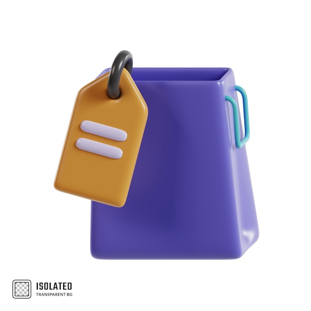 PSD 3d render shopping bag and tag icon