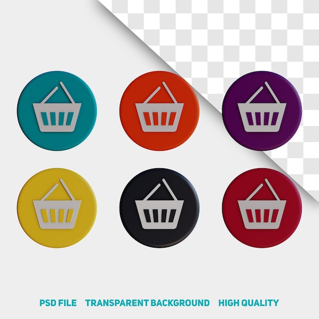 PSD 3d render shopping basket app icon premium psd